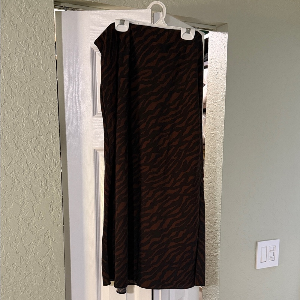 Madewell Brown Zebra Print Midi Skirt